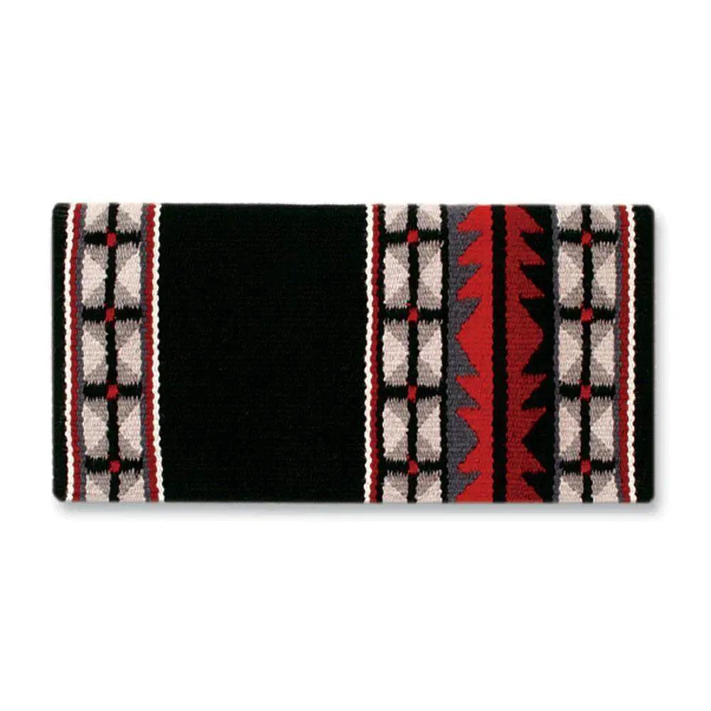 Mojave Wool Blanket 1448-1, Mayatex saddle blanket in black with ash red geometric pattern on Tampa Home & Garden Store