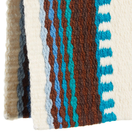 Mayatex Risen Saddle Blanket New Zealand Wool cream with turquoise, blue and brown stripes on Tampa Home & Garden Store