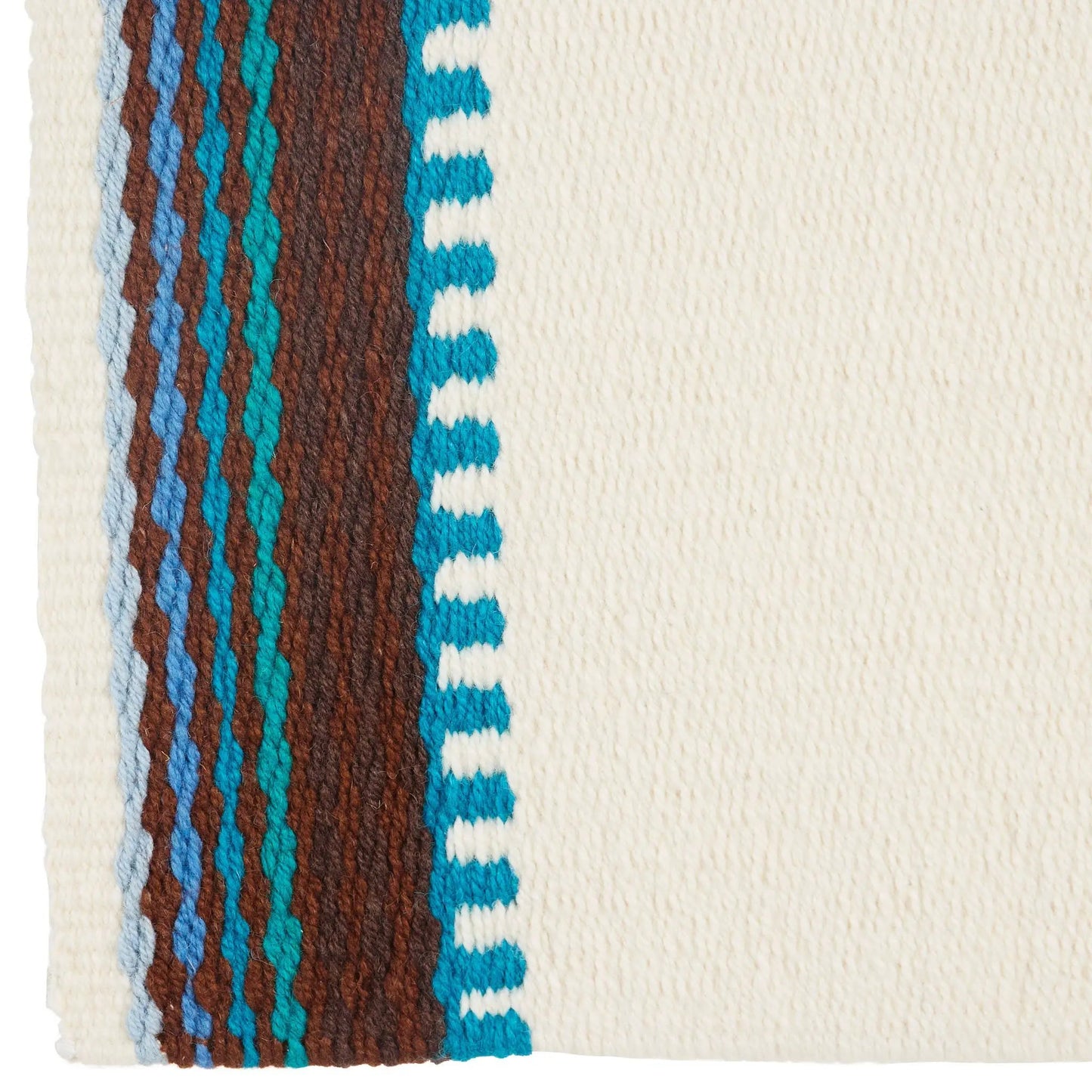 Mayatex Risen Saddle Blanket NZ Wool, cream base with brown turquoise stripes on Tampa Home & Garden Store