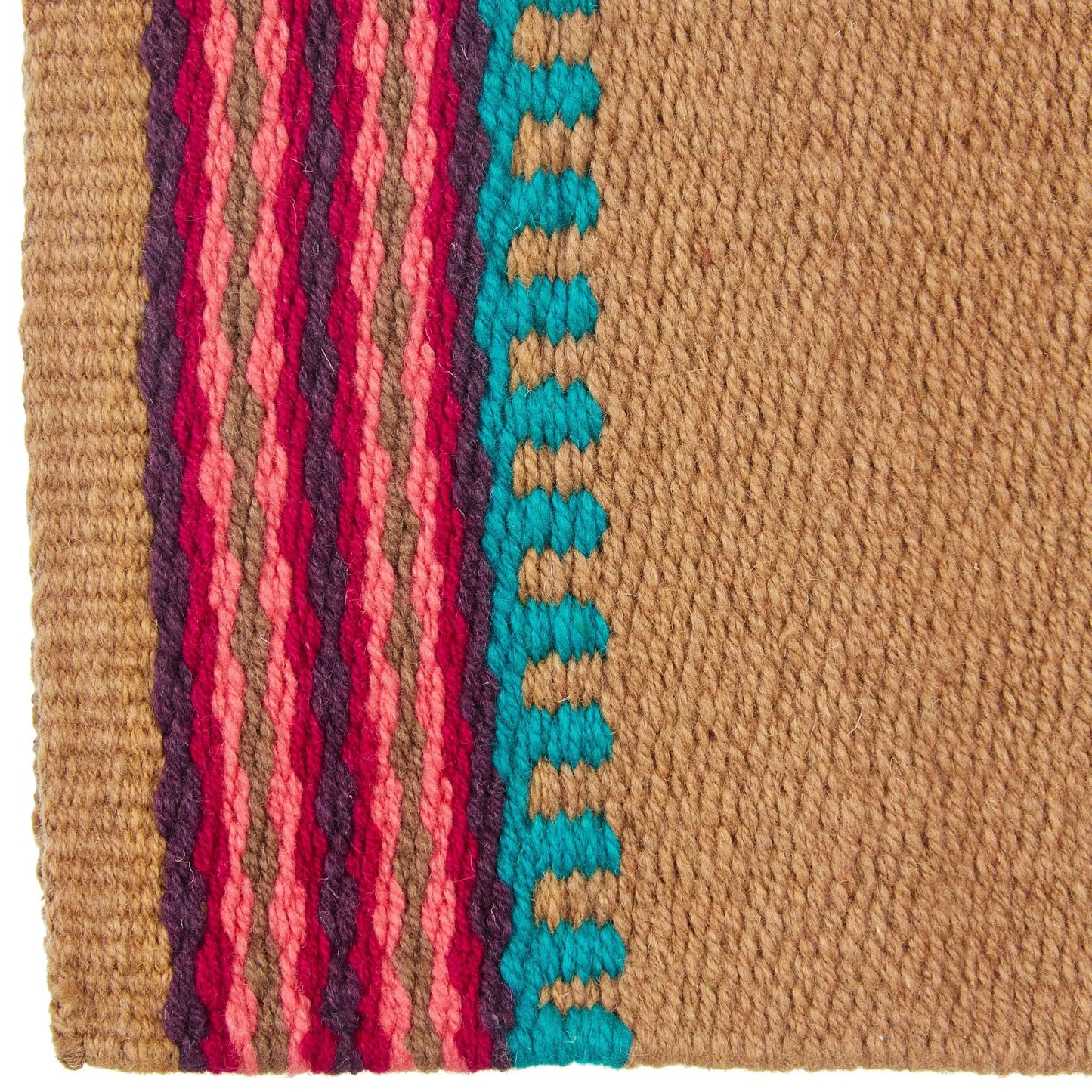 Mayatex Risen Saddle Blanket 36x34 NZ Wool saddle pad with tan base and colorful stripes on Tampa Home & Garden Store