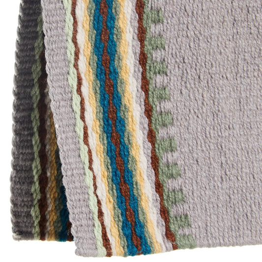 Risen 36x34 New Zealand Wool Saddle Blanket Mayatex grey base with multicolor striped wool on Tampa Home & Garden Store