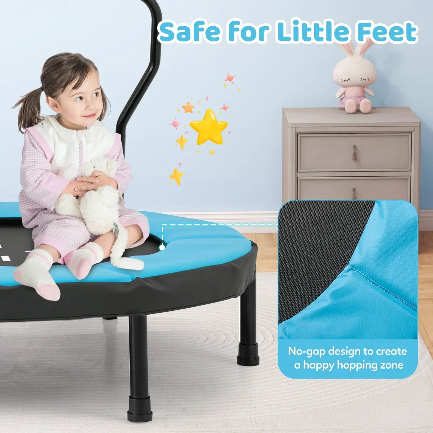 40 inch kids mini trampoline with blue mat and black legs for indoor outdoor use on Tampa Home & Garden Store