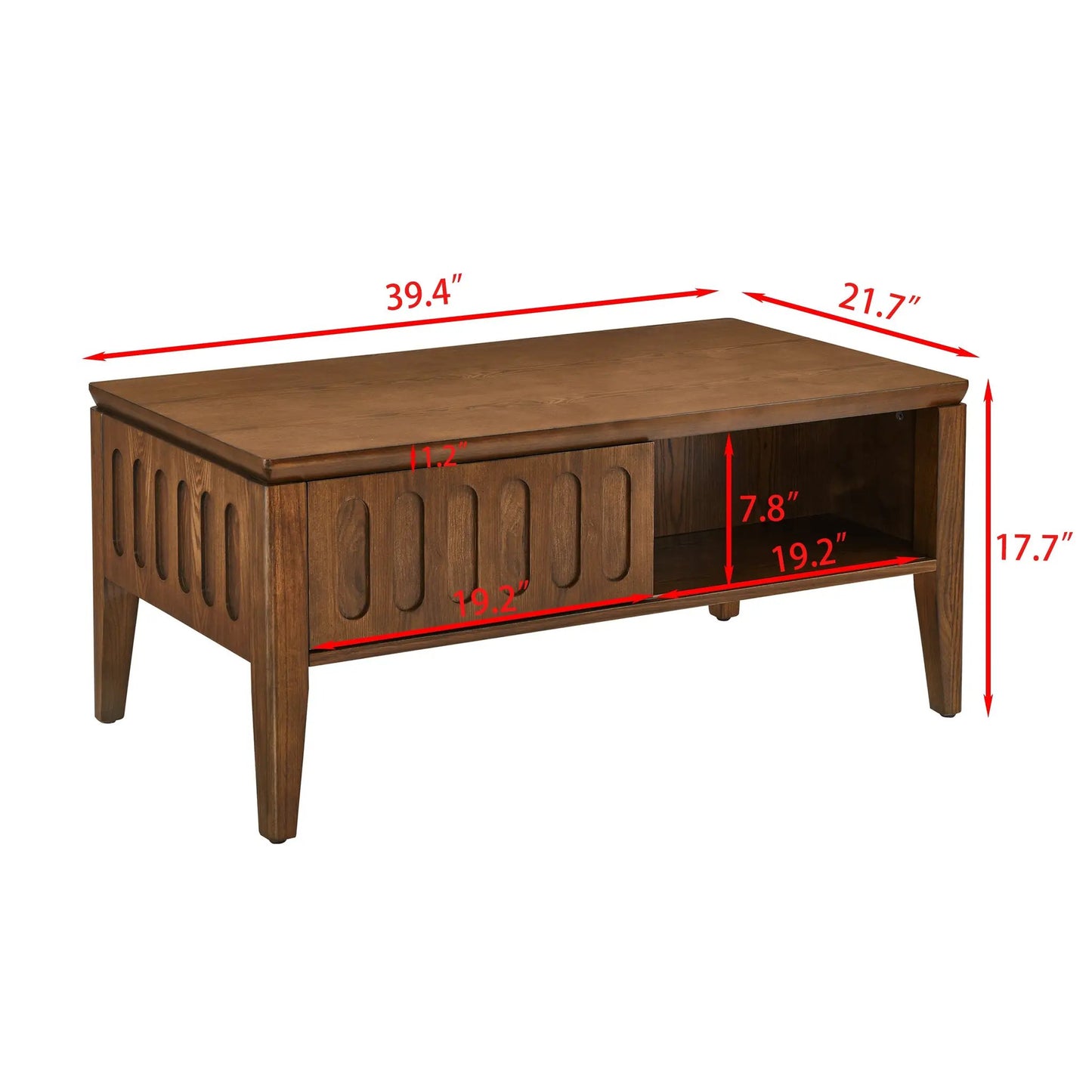 Medieval Modern Coffee Table with Storage dark wood, fluted panels by VIP Digital Presence on Tampa Home & Garden Store