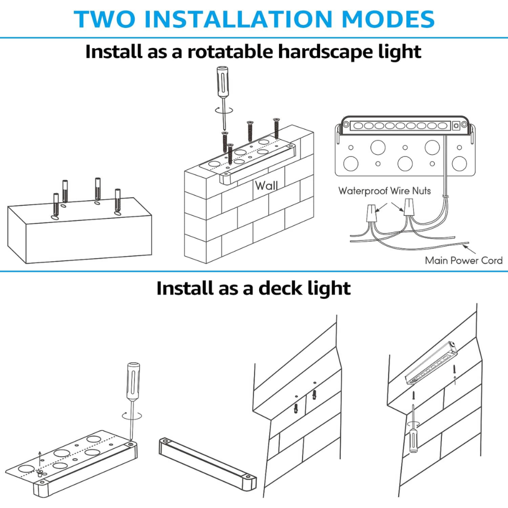 ELA06 8-Pack 7 Inch 4.5W 2700K/5000K LED Retaining Wall Lights, Hardscape Color Changing 12V Low Voltage Landscape Lights - Tampa soil911.com