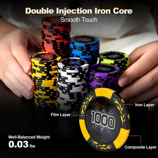 14 Gram Texas Holdem Poker Chip Set with colorful stacked chips DirectDeals on Tampa Home & Garden Store