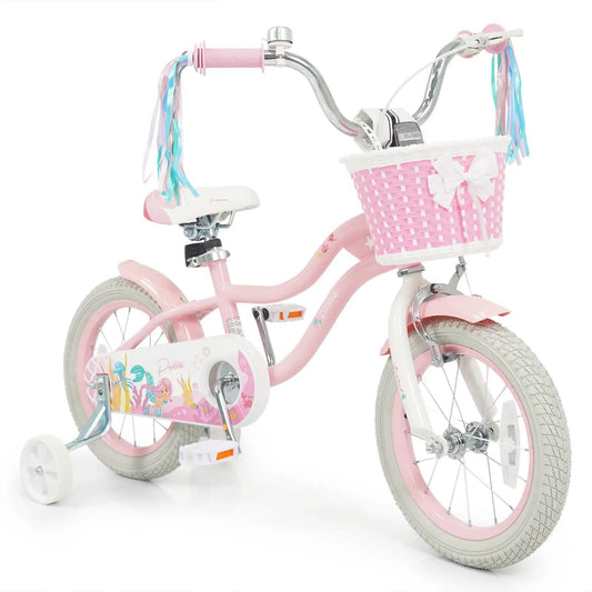 Pink 18-inch kids bike with white basket and pastel streamers; training wheels DirectDeals on Tampa Home & Garden Store