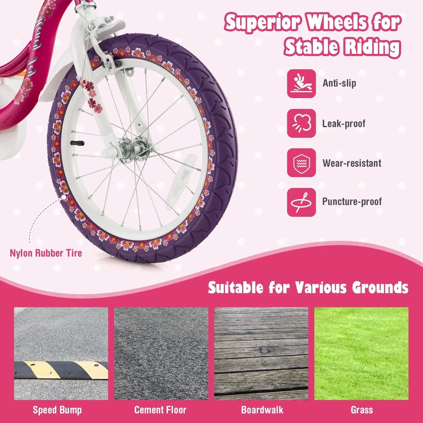 14 Inch Kids Bike with Doll Seat and Removable Training Wheels-14 inches - Tampa Home & Garden Store