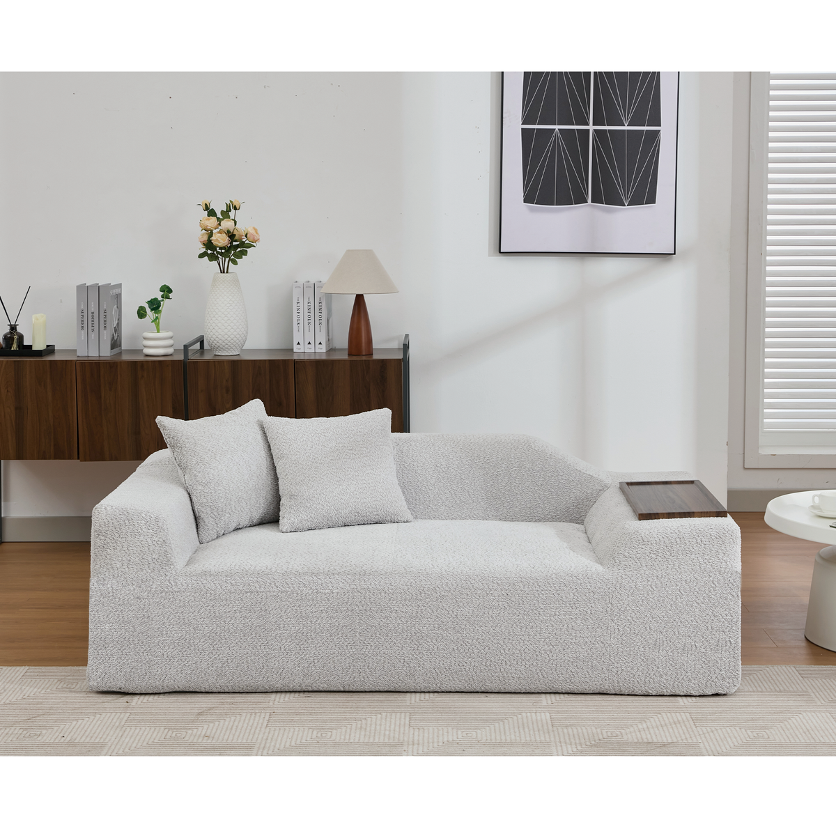 Modern Two Piece Boucle Cloud Sofa and Loveseat