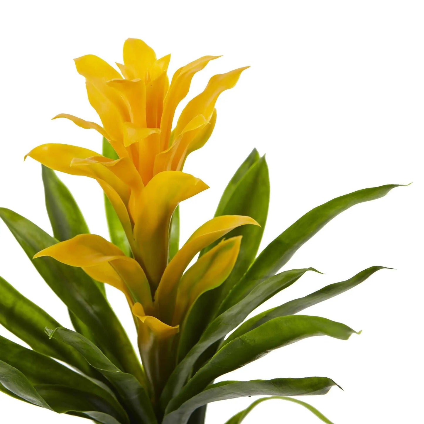 15-inch artificial bromeliad flower set of four by Nearly Natural with yellow blooms on Tampa Home & Garden Store