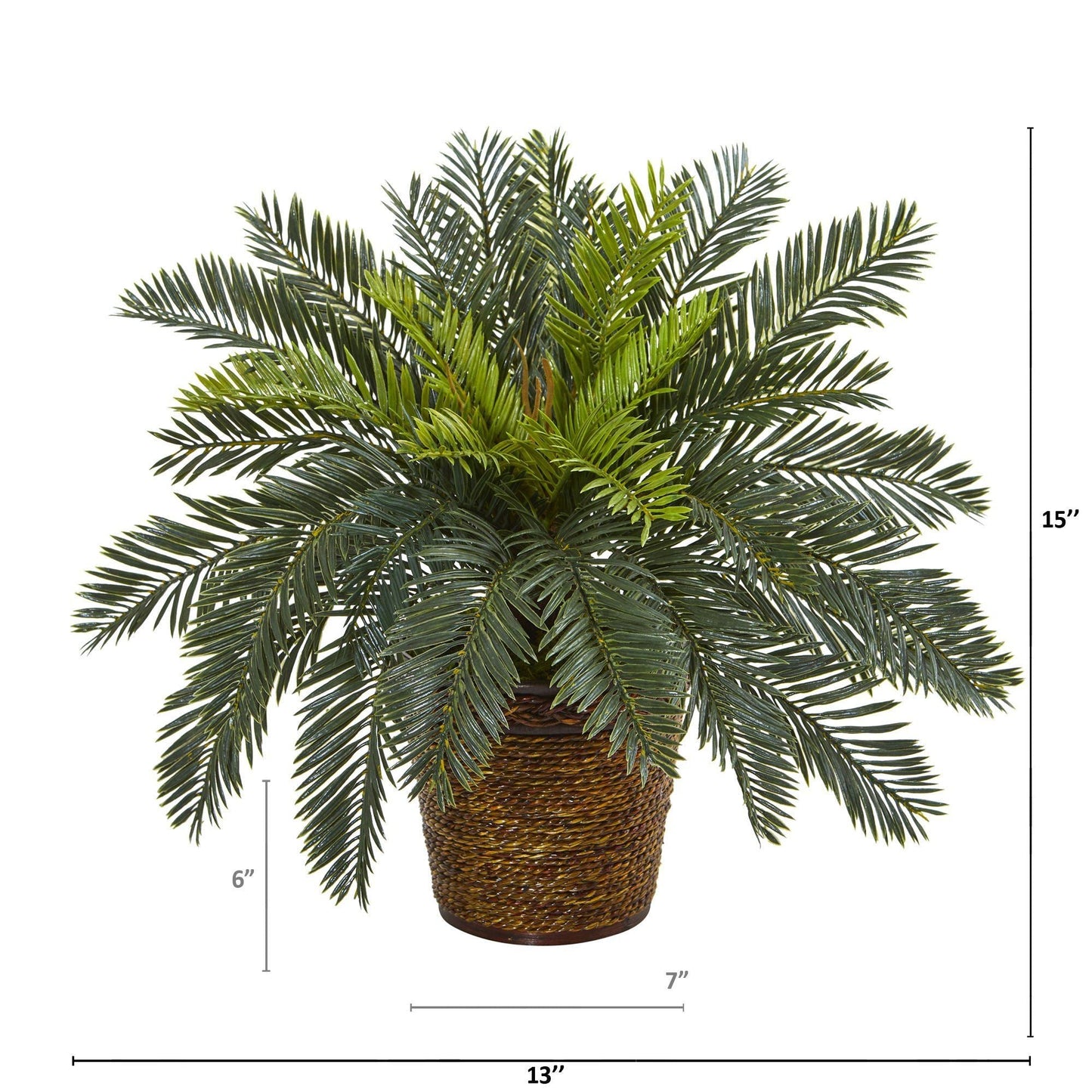 15” Cycas Artificial Plant in Basket - Tampa Home & Garden Store