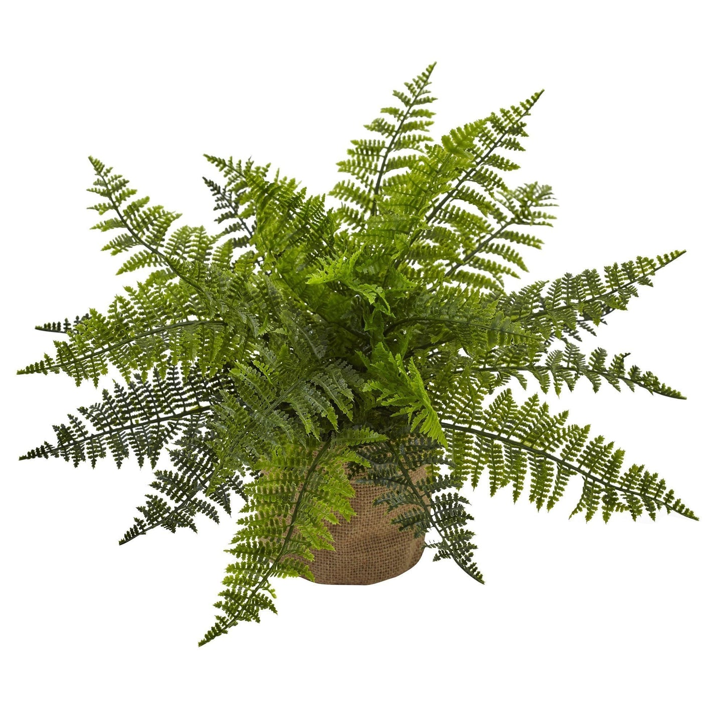 15” Ruffle Fern Bush w/Burlap Base (Set of 2) - Tampa Home & Garden Store