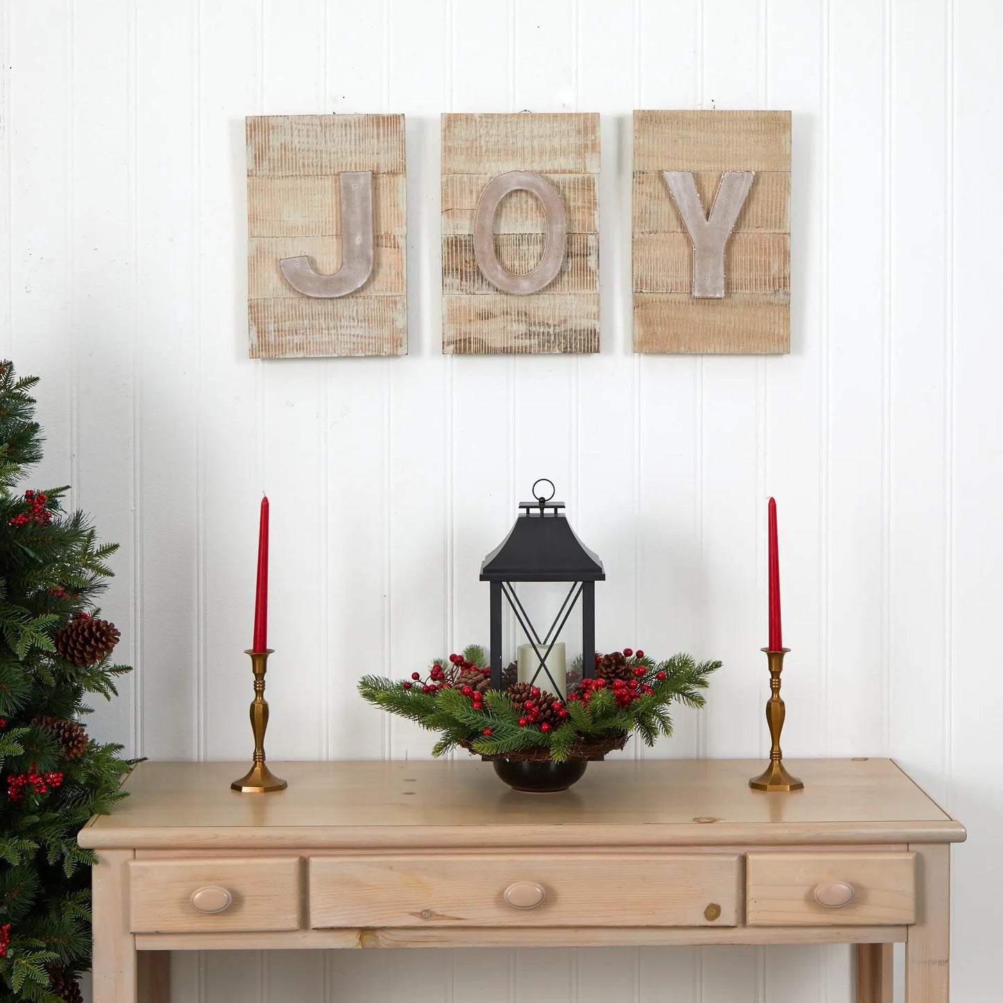 Rustic Joy wall art decor mango wood, 3-panel set on Tampa Home & Garden Store