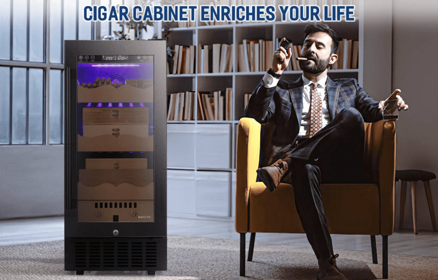 Humidor eléctrico para puros de 15 pulgadas, color negro, X5196H