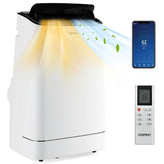 15000 BTU smart portable AC with heating, white COSTWAY unit with remote and app on Tampa Home & Garden Store