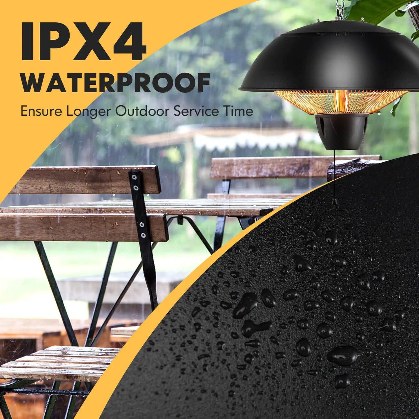 Electric Patio Heater 1500W Hanging Halogen IPX4