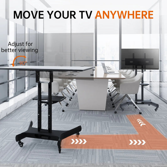 Fanco universal swivel TV stand 32–80 inch, black steel base with adjustable height in office on Tampa Home & Garden Store