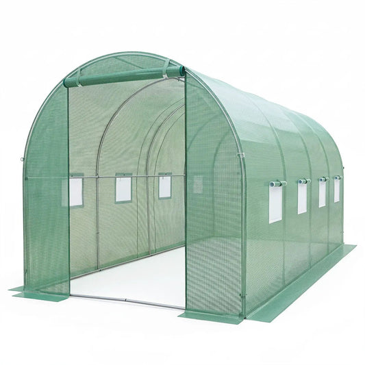 Walk-in tunnel greenhouse 15 x 7 x 7 ft with PE cover by DirectDeals greenhouse frame on Tampa Home & Garden Store