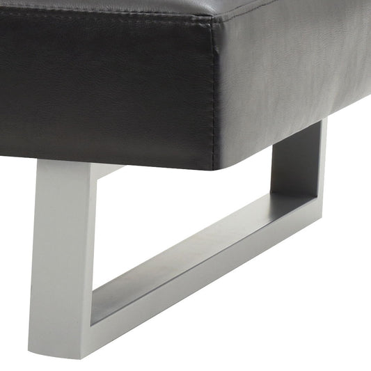 Chroma Sofa Bed futon with black faux leather upholstery and silver metal frame on Tampa Home & Garden Store