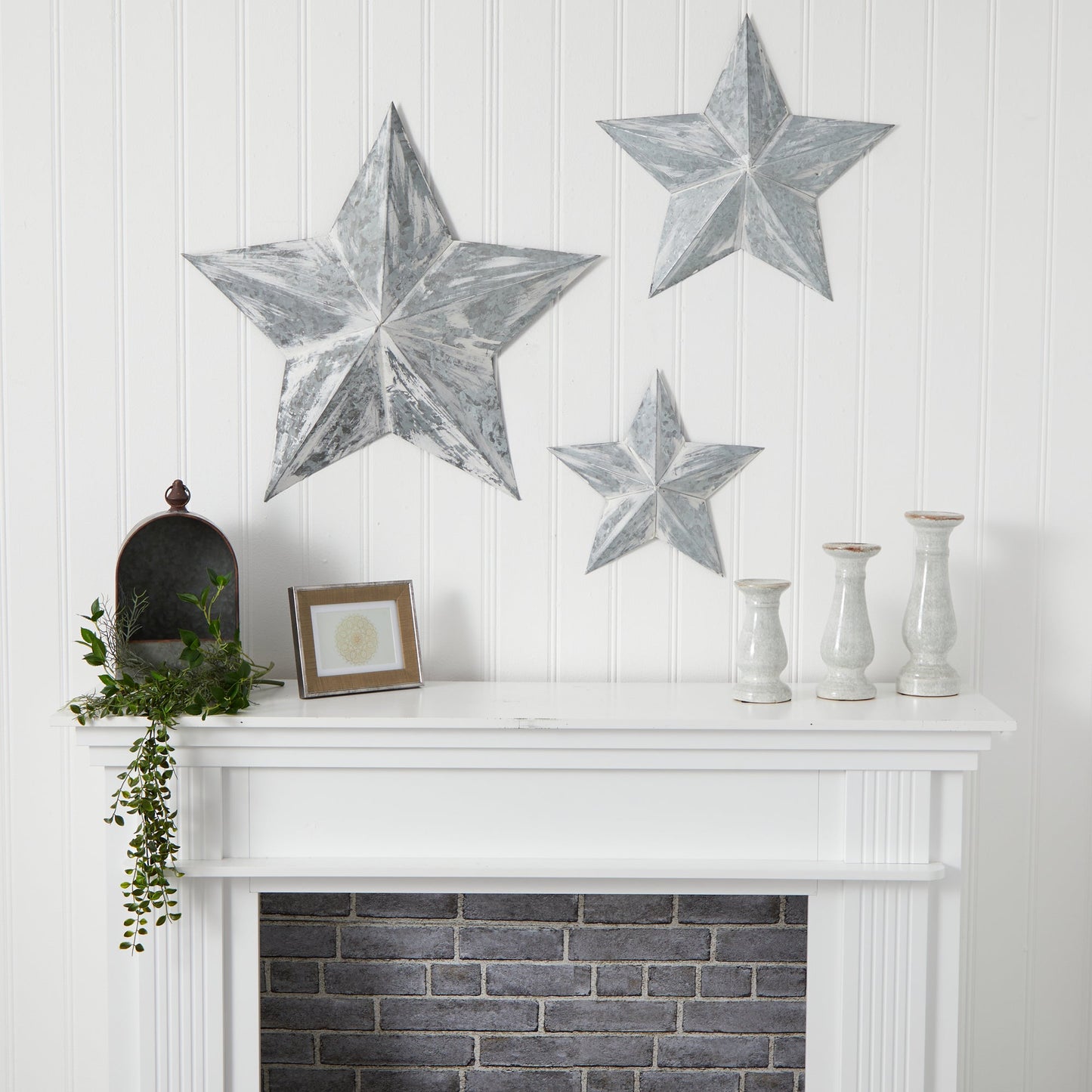 16”, 22” and 28” Farmhouse Stars Wall Decoration (Set of 3) - Tampa Home & Garden Store