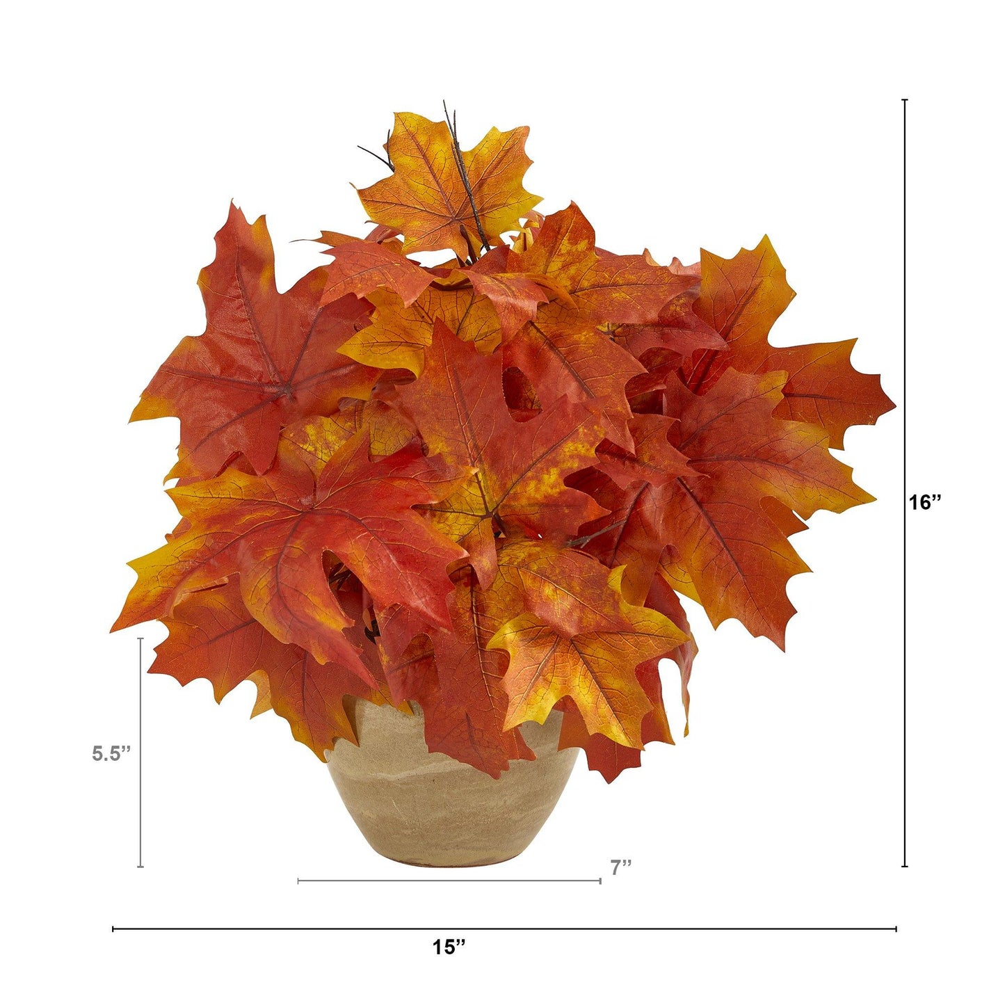 16” Autumn Maple Leaf Artificial Plant in Decorative Planter - Tampa Home & Garden Store