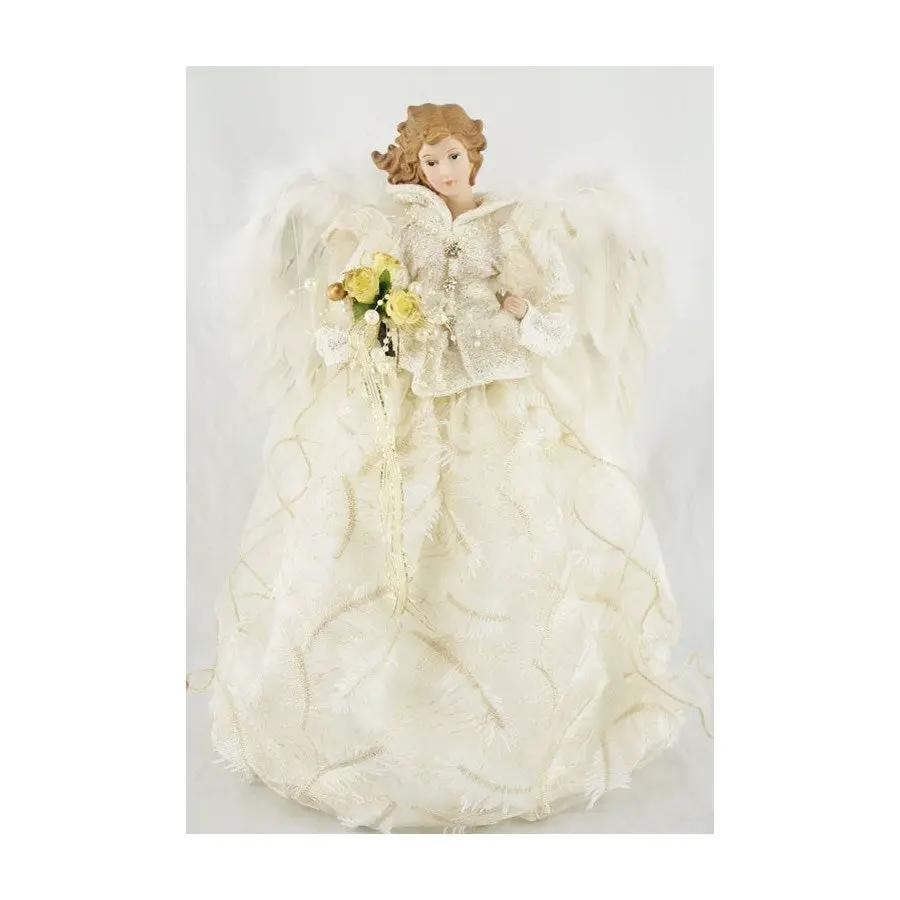 Ivory Angel Tree Topper with Real Feather Wings on Tampa Home & Garden Store