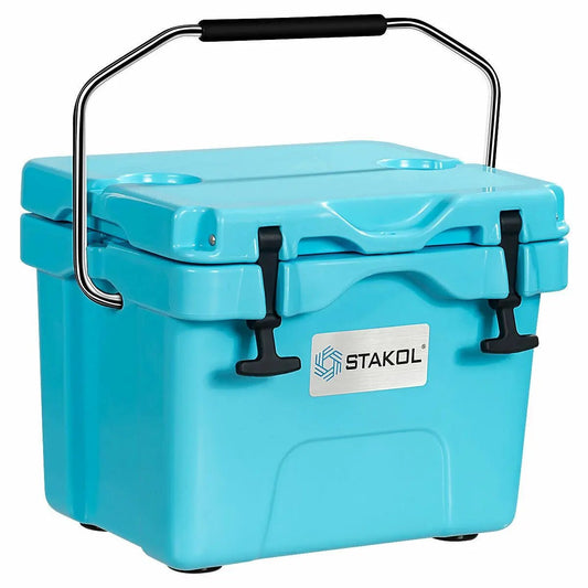 Portable insulated ice cooler 24-can capacity STAKOL turquoise blue with metal handle on Tampa Home & Garden Store