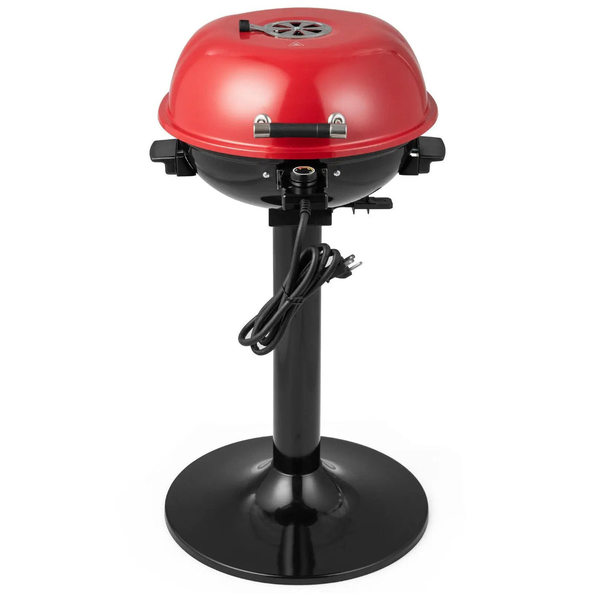 DirectDeals 1600W Electric BBQ Grill on black stand with red lid and removable rack on Tampa Home & Garden Store