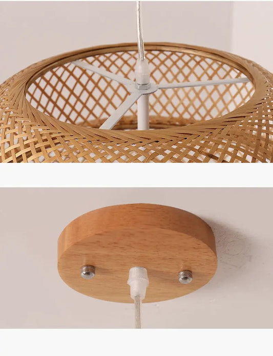 Nordic Bamboo Weaving Chandelier by Decorbites natural bamboo lattice shade ceiling mount on Tampa Home & Garden Store
