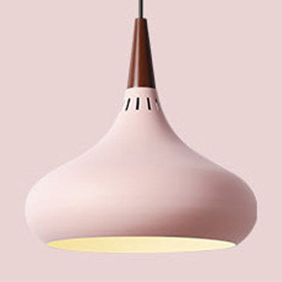 Solid wood pendant lantern LED chandelier in soft pink with wood stem Decorbites on Tampa Home & Garden Store