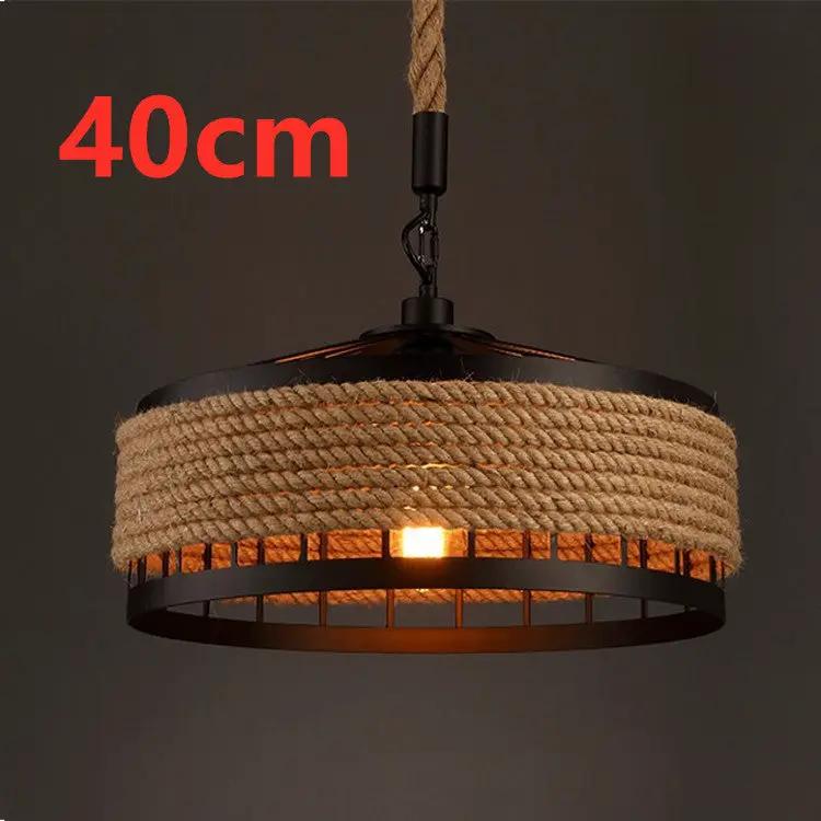 American Retro Hemp Rope Chandelier with LED Iron frame 40cm dia Decorbites on Tampa Home & Garden Store