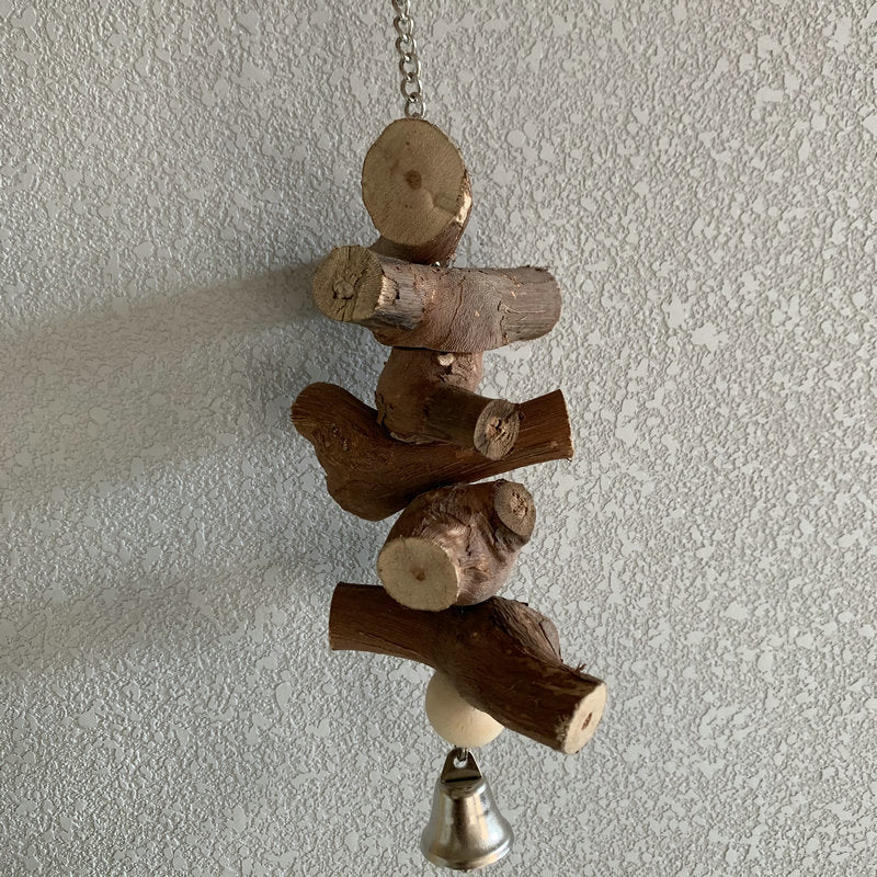 Parrot Vine Solid Wood Molar String With Bell toy with stacked logs chain Sell My Stuff on Tampa Home & Garden Store