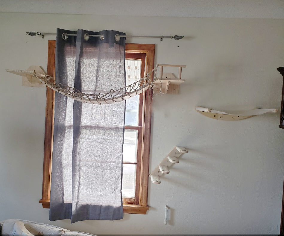 Cat wall hanging wooden ladder pine springboard stairs cat toy multi-layer pine wall mount on Tampa Home & Garden Store