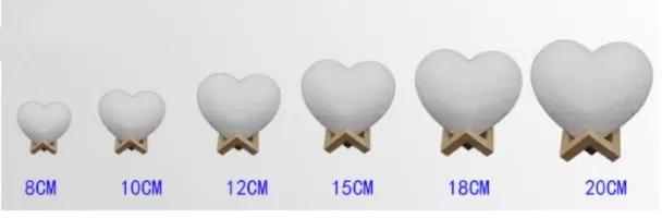Love Night Light heart-shaped moon light with wooden stand in sizes 8-20 cm on Tampa Home & Garden Store