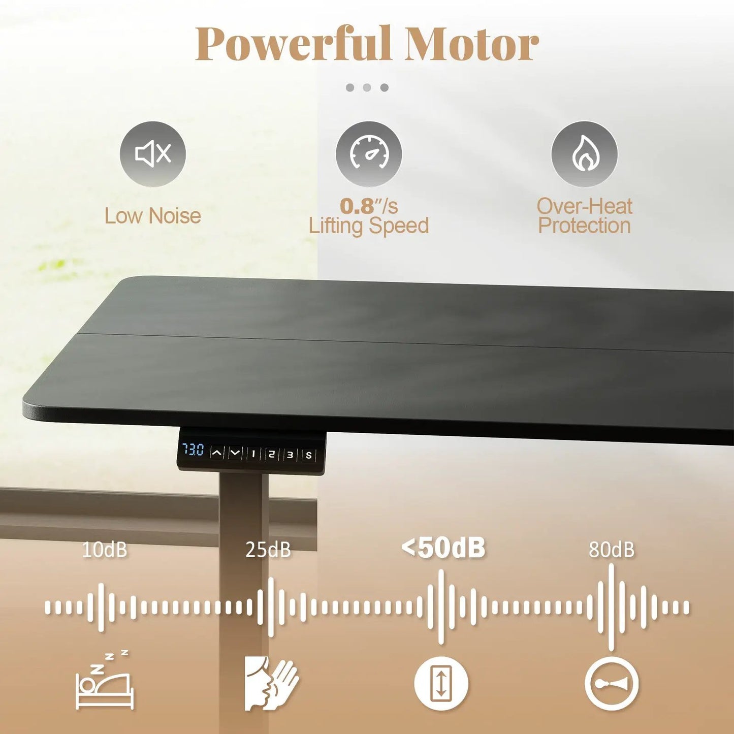 48 Inch ergonomic electric standing desk with 3 memory presets and dark charcoal tabletop on Tampa Home & Garden Store
