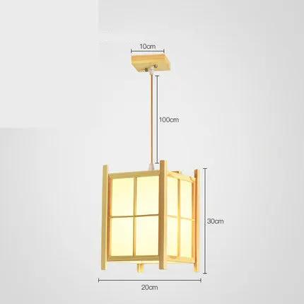 Tatami Tea Room chandelier by Decorbites, wood frame lantern with frosted panels, 100cm rod on Tampa Home & Garden Store