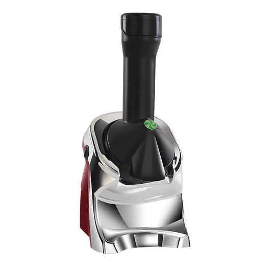 Electric ice cream maker red with chrome base and black vertical shaft on Tampa Home & Garden Store