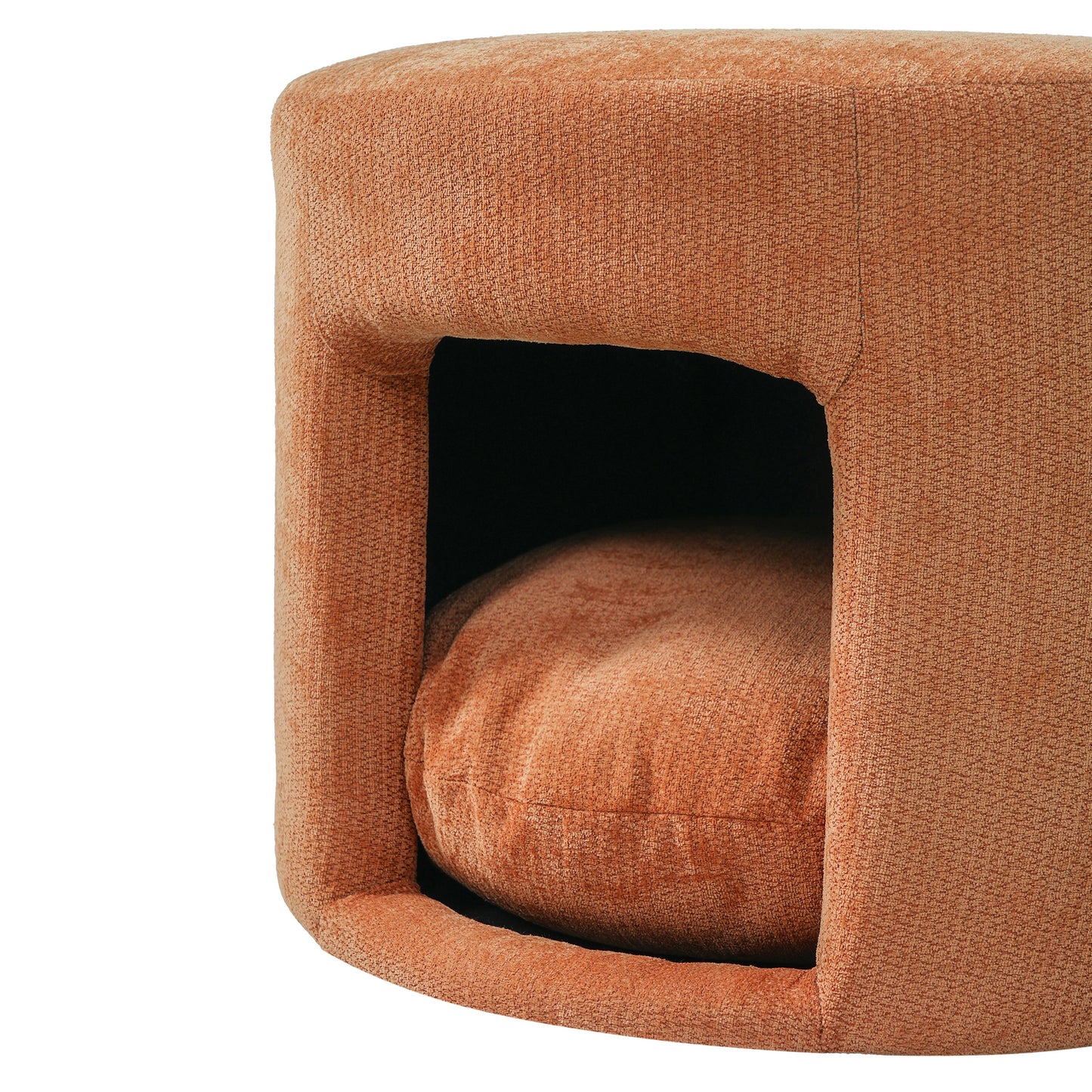 Orange pet-friendly ottoman by HouseOfZazla with removable cushion and hidden nook on Tampa Home & Garden Store