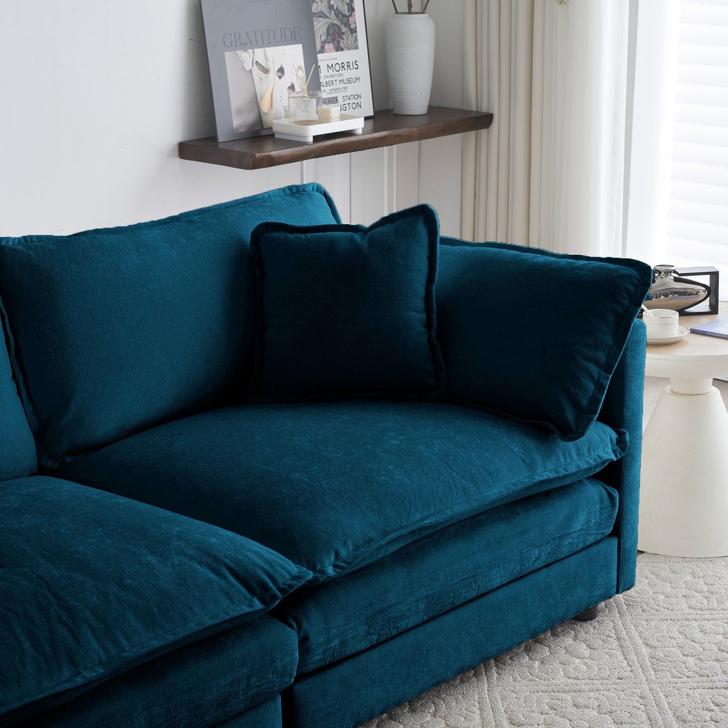 Accent chairs blue chenille upholstery set of 2 with plush cushions on Tampa Home & Garden Store
