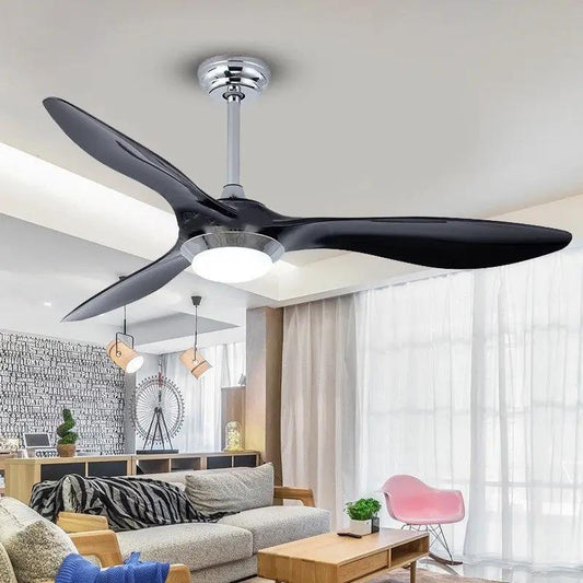 Ceiling fan with light and remote, black blades in living room Decorbites on Tampa Home & Garden Store