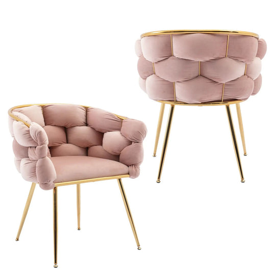 Luxury velvet single sofa chair set of 2 in pink with gold metal legs on Tampa Home & Garden Store