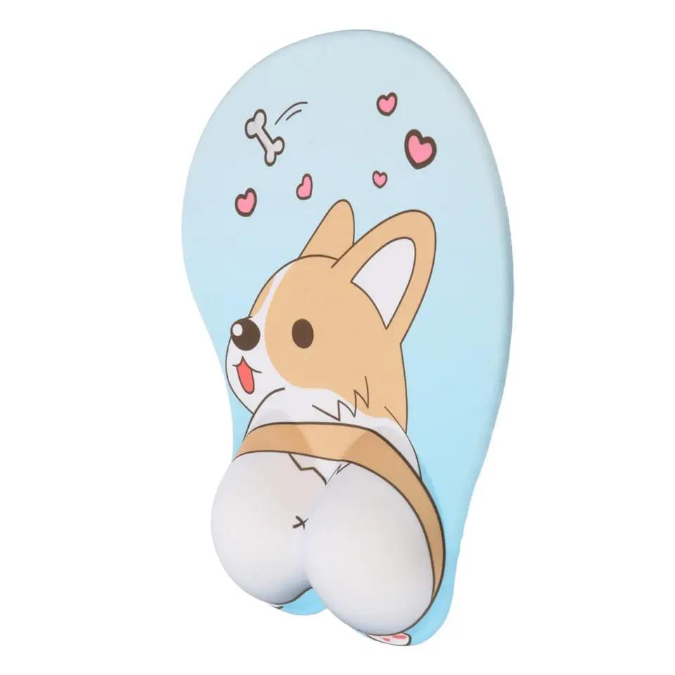Corgi non-slip silica gel wrist rest mouse pad with blue background and cartoon corgi on Tampa Home & Garden Store