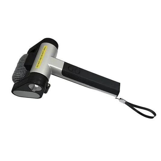 Cordless grill roller brush with replaceable heads, black handle and silver roller on Tampa Home & Garden Store