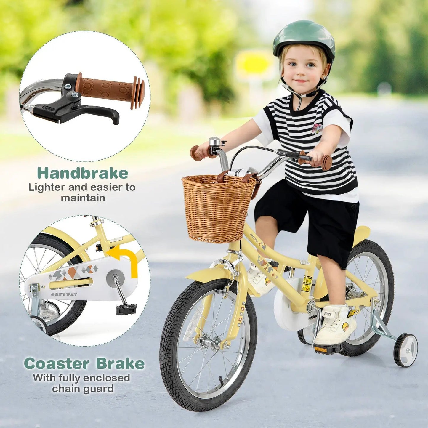16 Inch Kids Bike Adjustable Bicycle with Reflectors and Bell for Children 4-7 Years Old-16 inches - Tampa Home & Garden Store