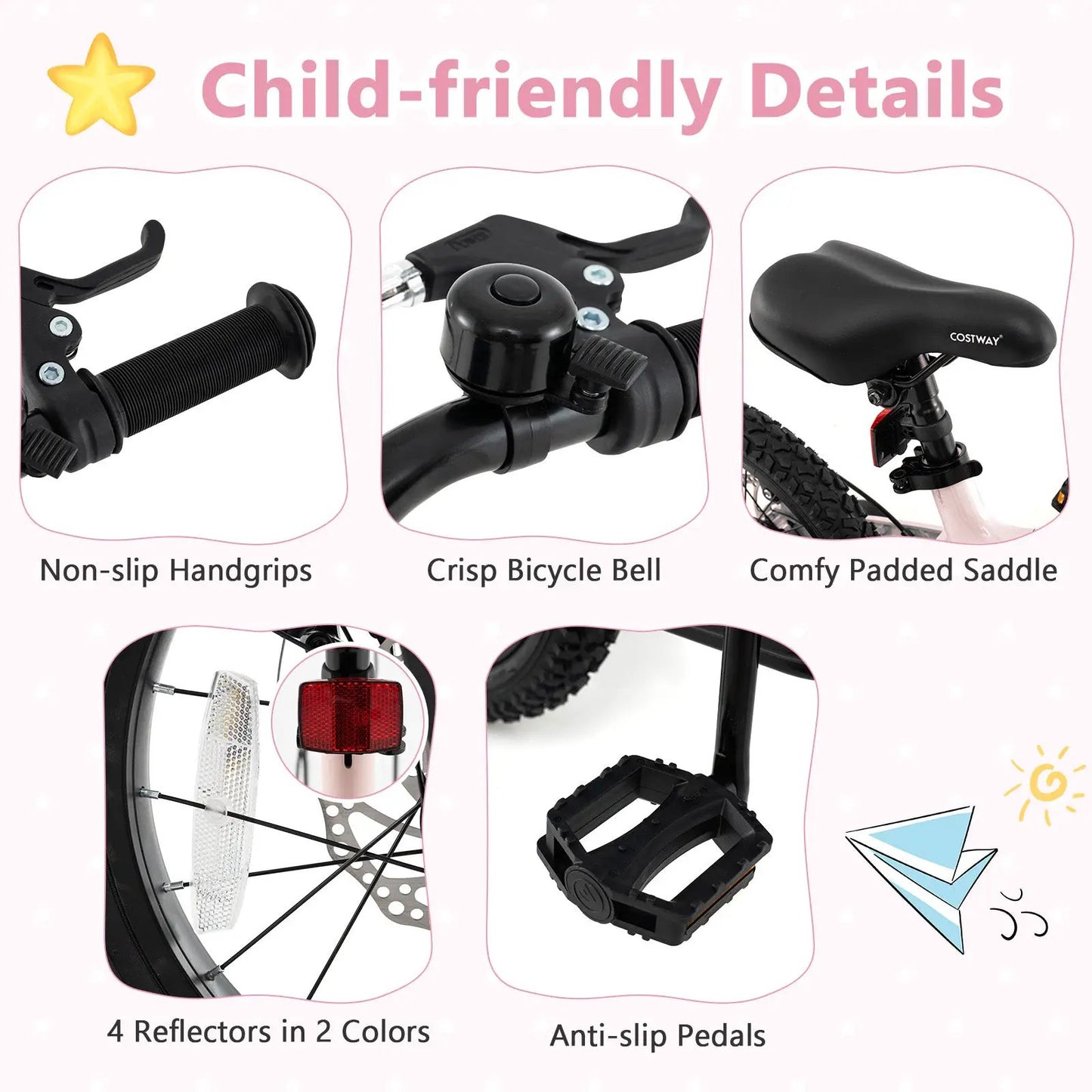 16 Inch Kids Bike Lightweight with Detachable Training Wheels for Aged 4 to 7-16 inches - Tampa Home & Garden Store