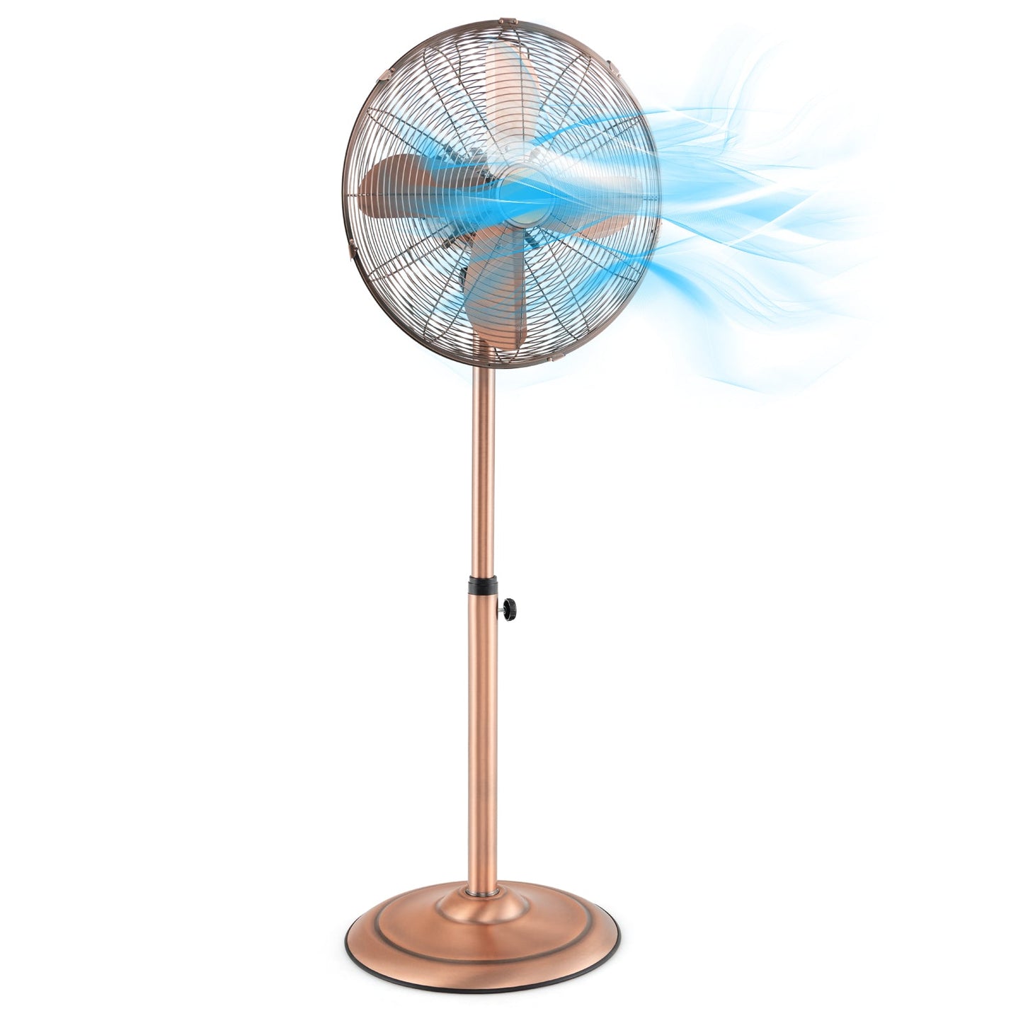 Ventilador de Pedestal Oscilante de 16 Pulgadas con 3 Velocidades y Altura Ajustable - Plateado
