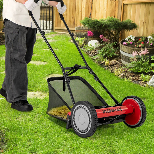 16 Inch Push Lawn Mower with steel blades and grass bag, black frame DirectDeals on Tampa Home & Garden Store