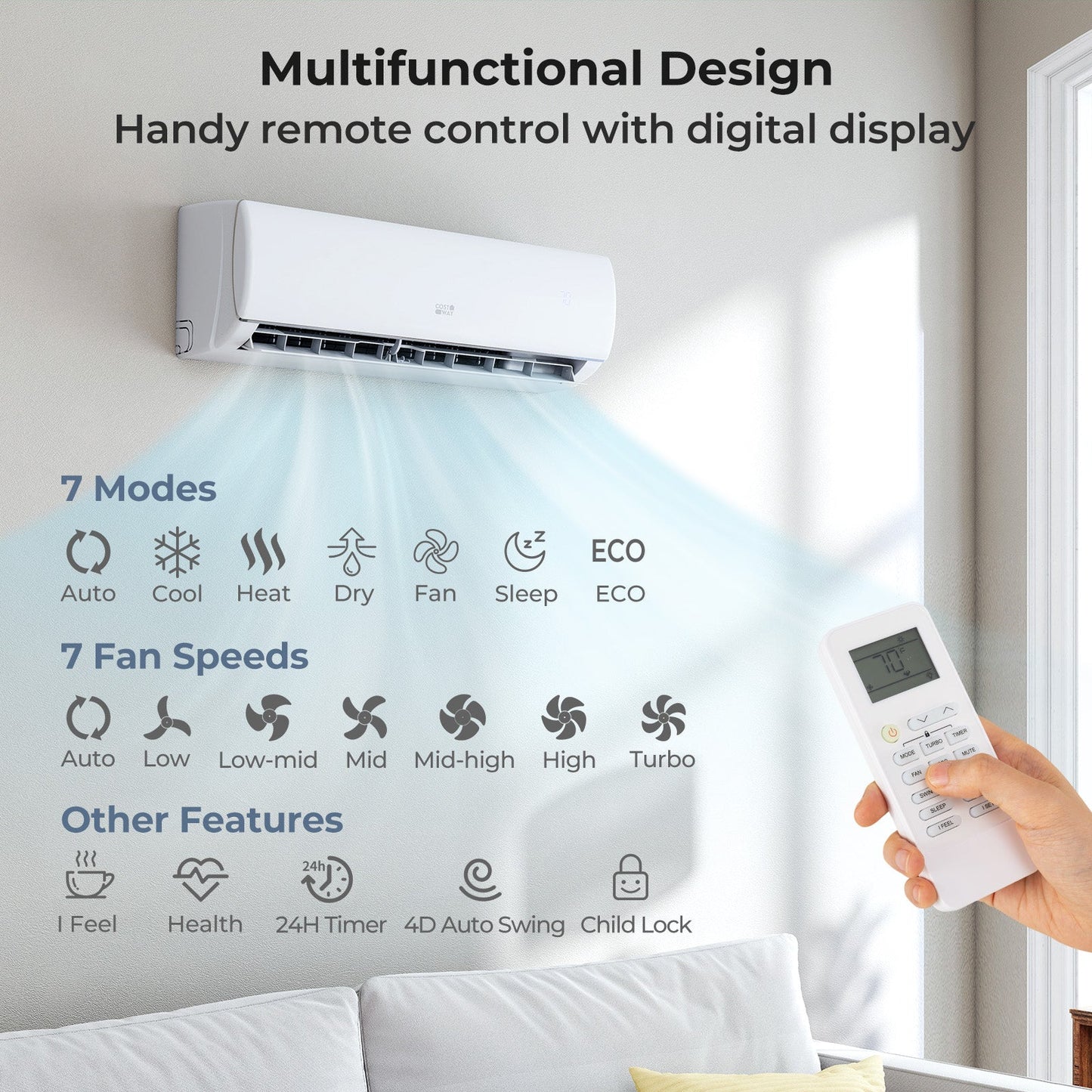 Sistema de aire acondicionado y bomba de calor Mini Split de 17000 BTU 208/230 V
