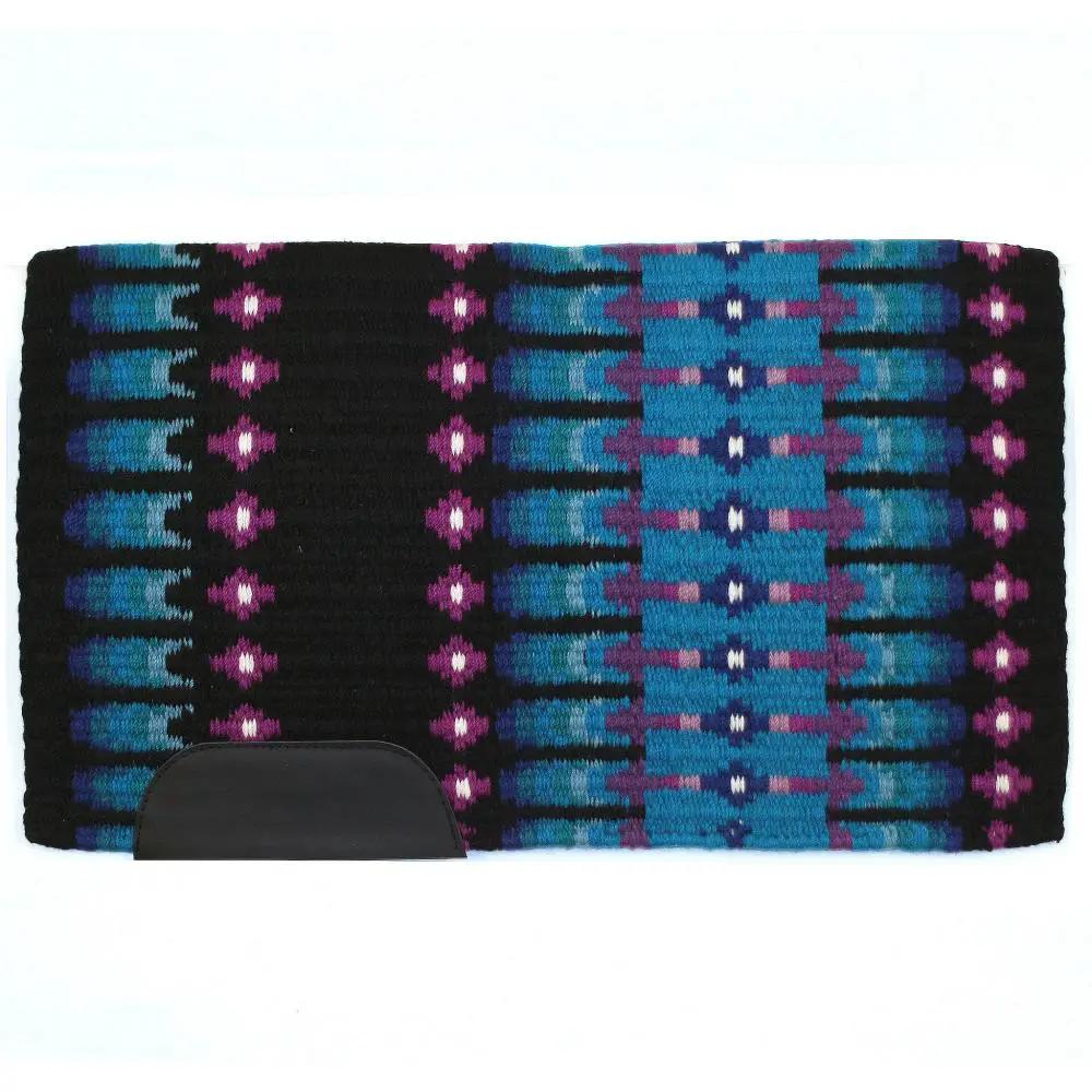 Scout 40x34 New Zealand wool saddle blanket by Mayatex with teal purple woven pattern on Tampa Home & Garden Store