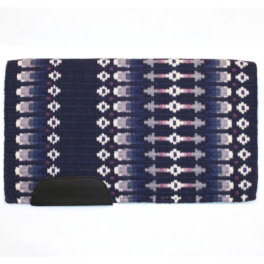 Scout 40x34 New Zealand Wool Saddle Blanket Mayatex navy saddle pad with geometric pattern on Tampa Home & Garden Store