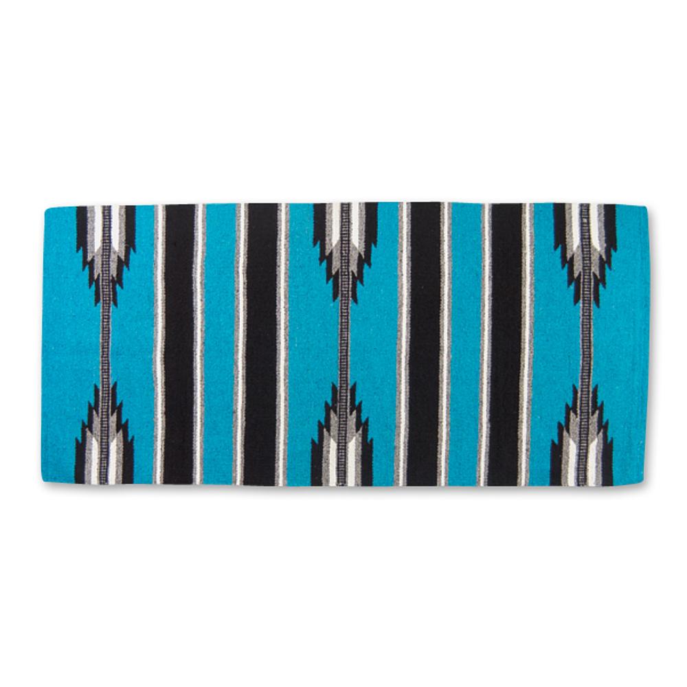 Ranger 2000 acrylic blend saddle blanket turquoise with black stripes by Mayatex 30x60 on Tampa Home & Garden Store